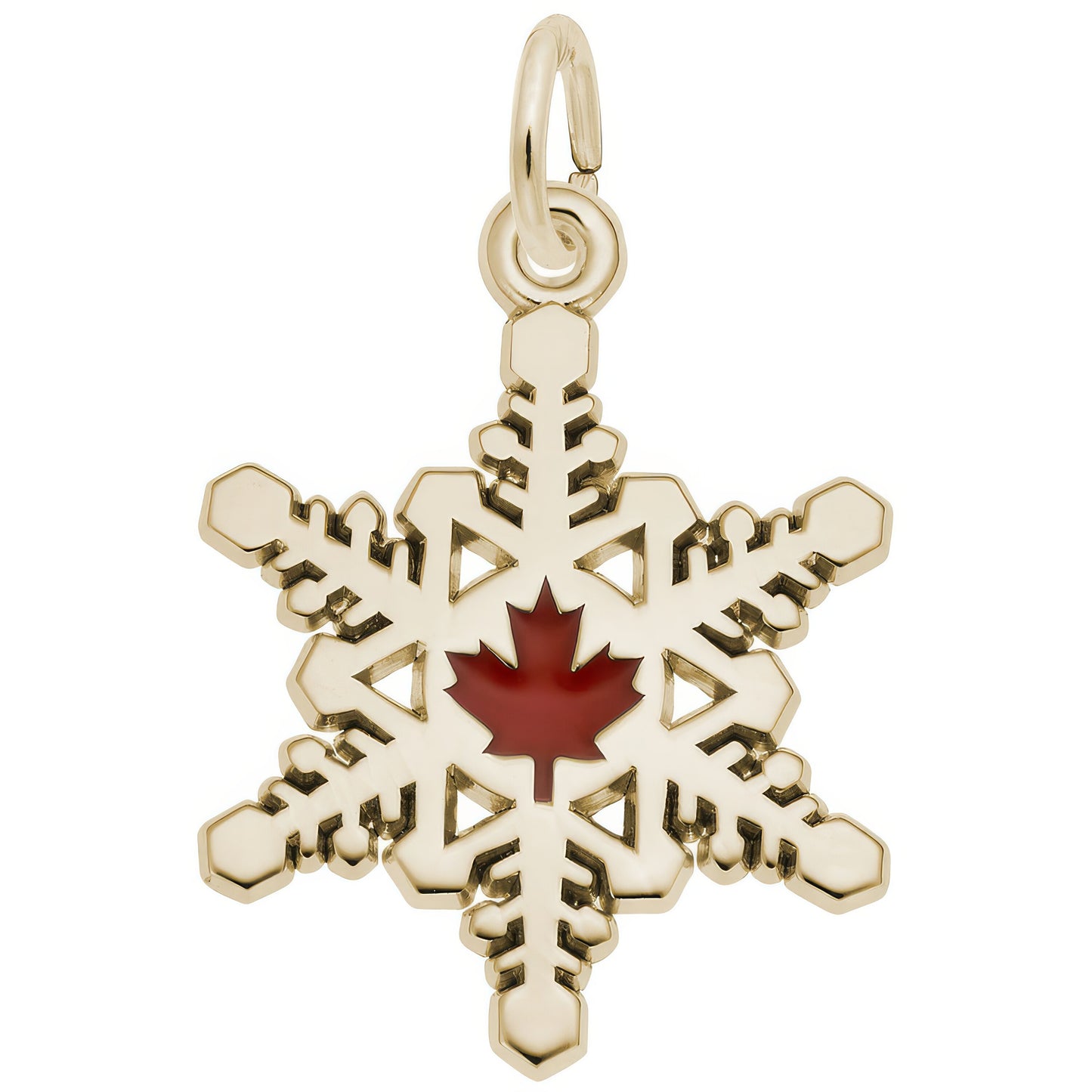 Canadian Snowflake Charm w/Red Enamel - Metal - Sterling Silver