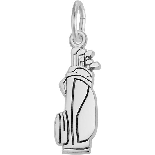 Flat Golf Bag Charm - Metal - Sterling Silver