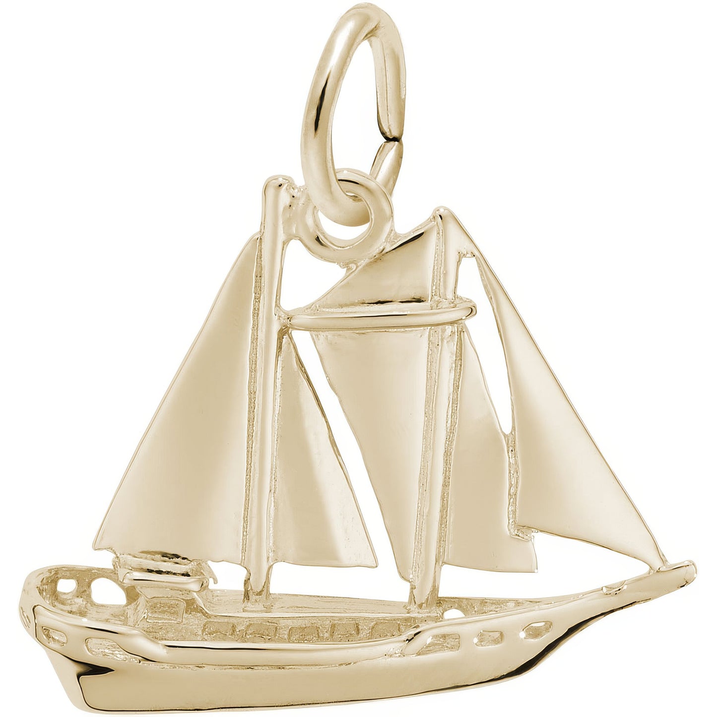 Schooner Sailboat Charm - Metal - Sterling Silver