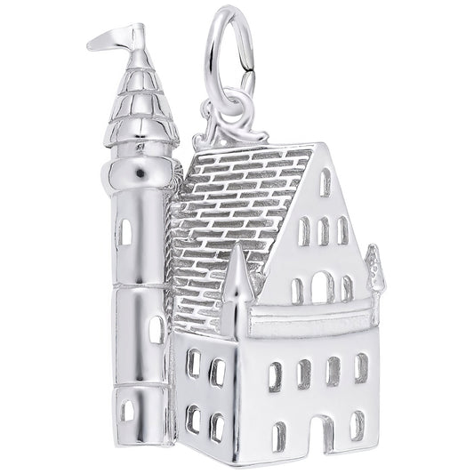Sterling Silver Castle Charm - 22mm x 15mm