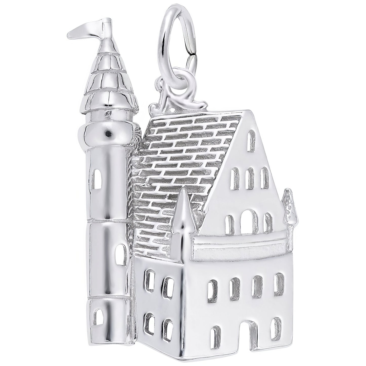 Sterling Silver Castle Charm - 22mm x 15mm