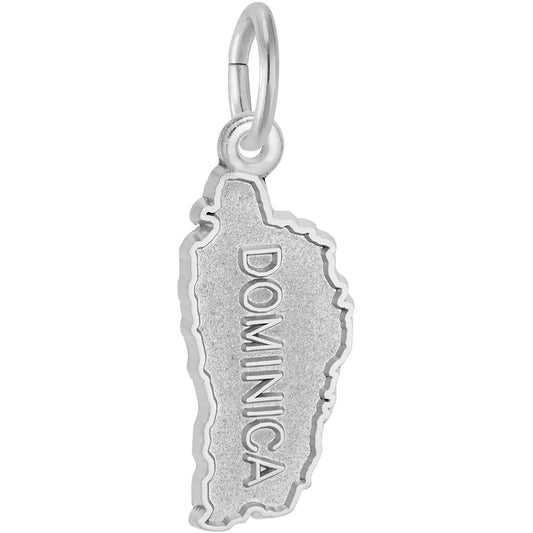 Sterling Silver Dominica Map W/border Charm - 9mm x 18mm
