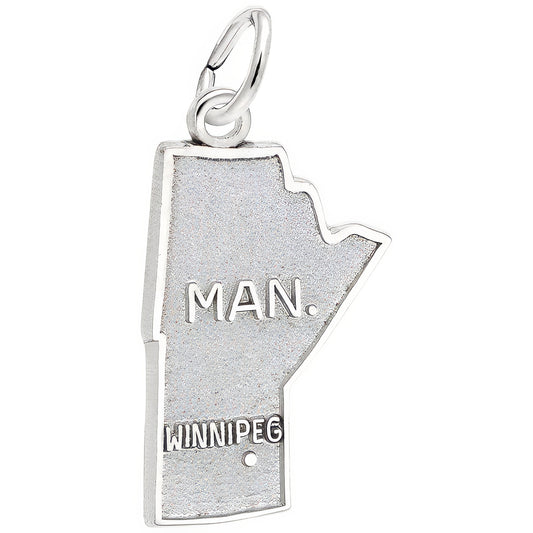 Manitoba Map Charm - Metal - Sterling Silver