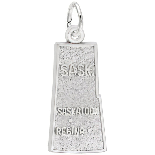 Saskatchewan Map Charm - Metal - Sterling Silver