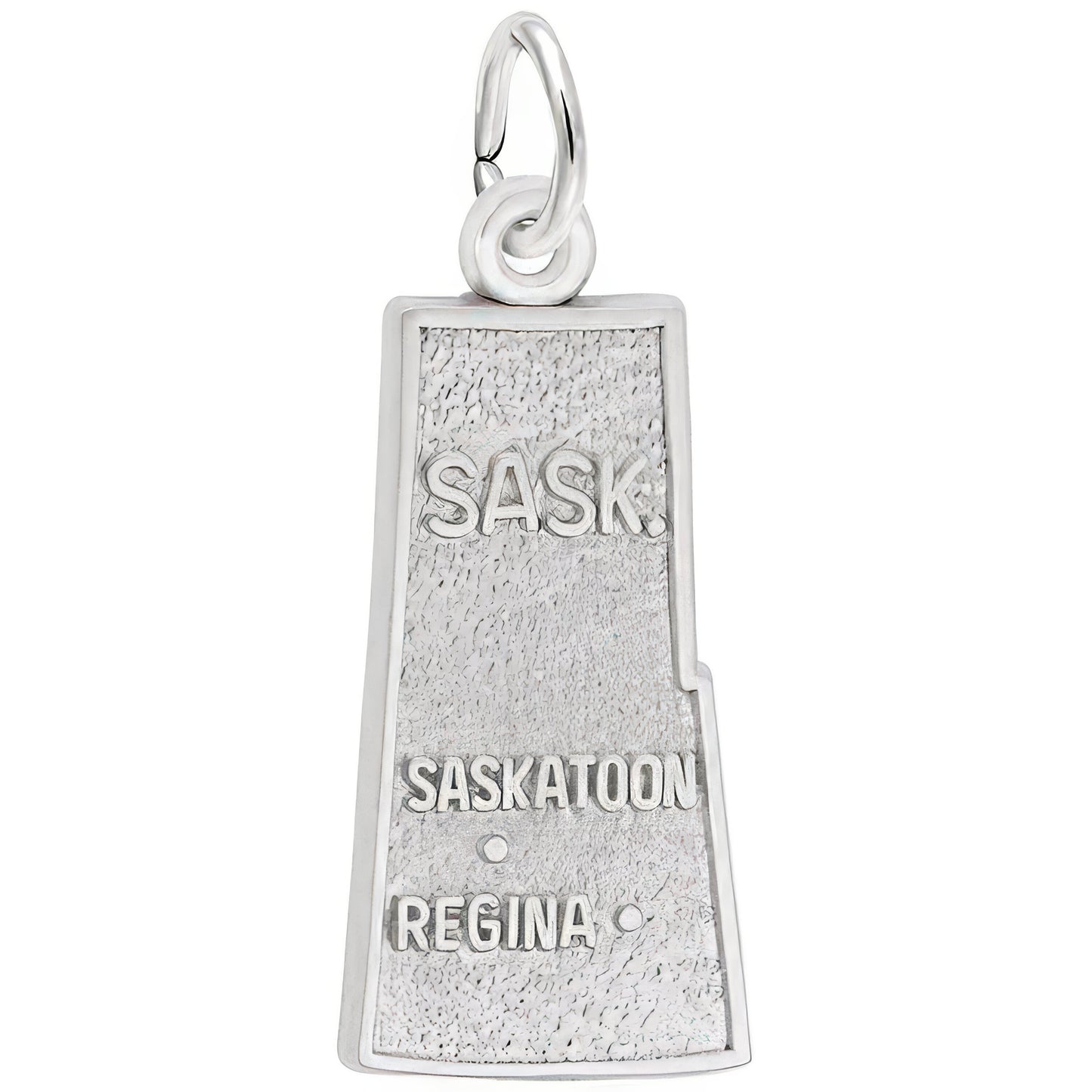 Saskatchewan Map Charm - Metal - Sterling Silver