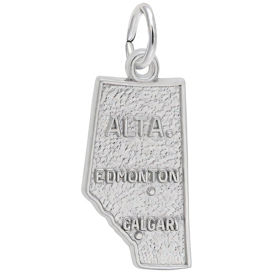 Alberta Map Charm - Metal - Sterling Silver
