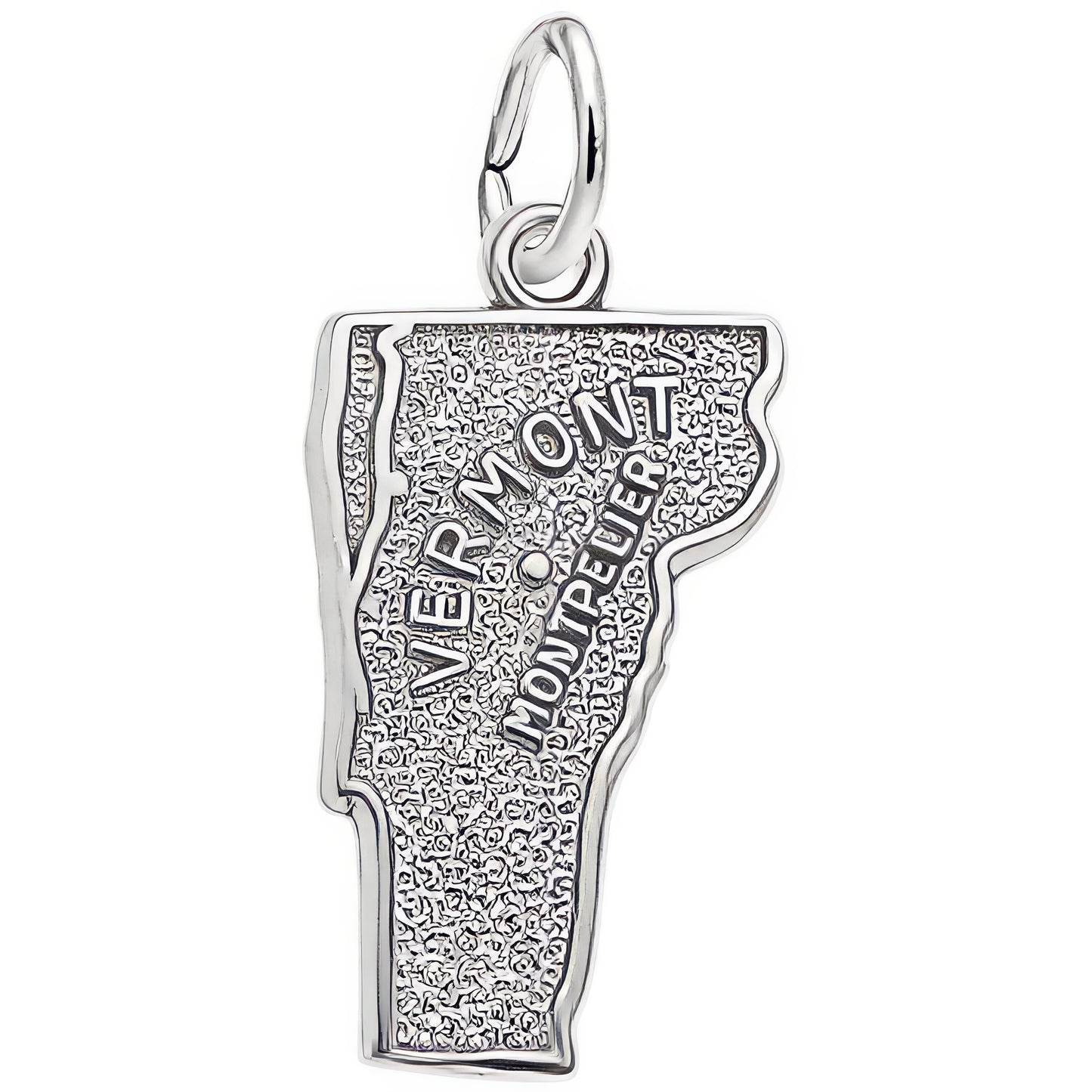 Montpelier Vermont Map Charm - Metal - Sterling Silver