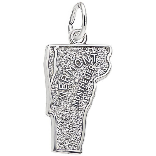 Montpelier Vermont Map Charm - Metal - Sterling Silver