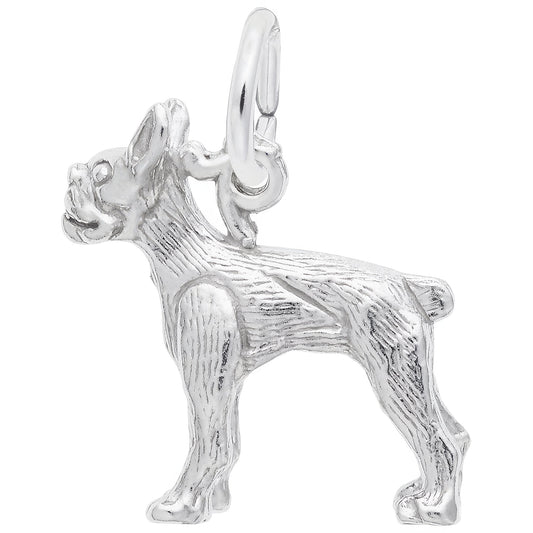 Boston Terrier Dog Charm - Metal - Sterling Silver