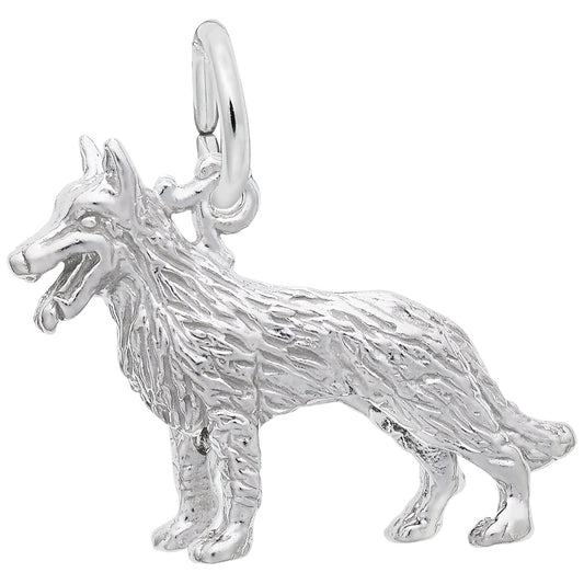 Sterling Silver German Shepherd Charm - 16mm x 21mm