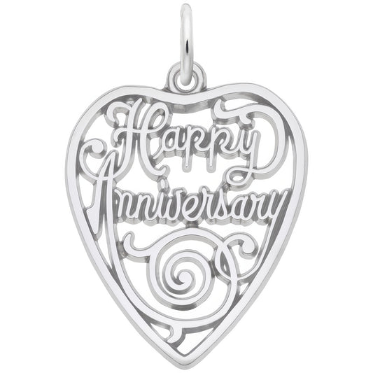 Sterling Silver Happy Anniversary Heart Charm