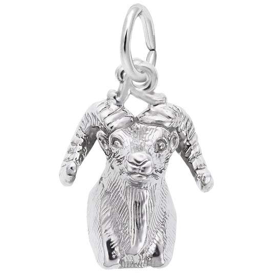 Big Horn Sheep Head Charm - Metal - Sterling Silver