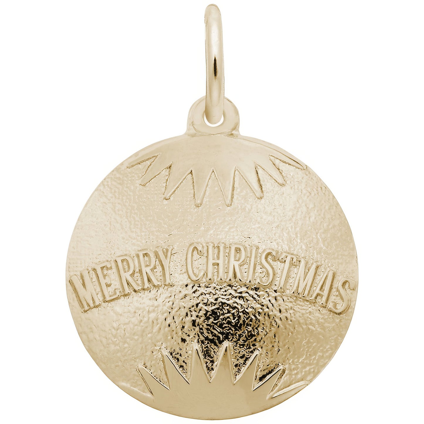 Merry Christmas Bulb Ornament Charm - Metal - Sterling Silver