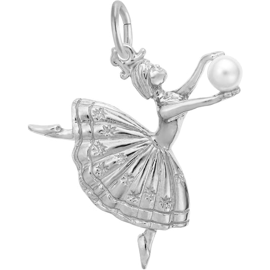 Sterling Silver Dancer W/pearl Charm - 25mm x 21mm