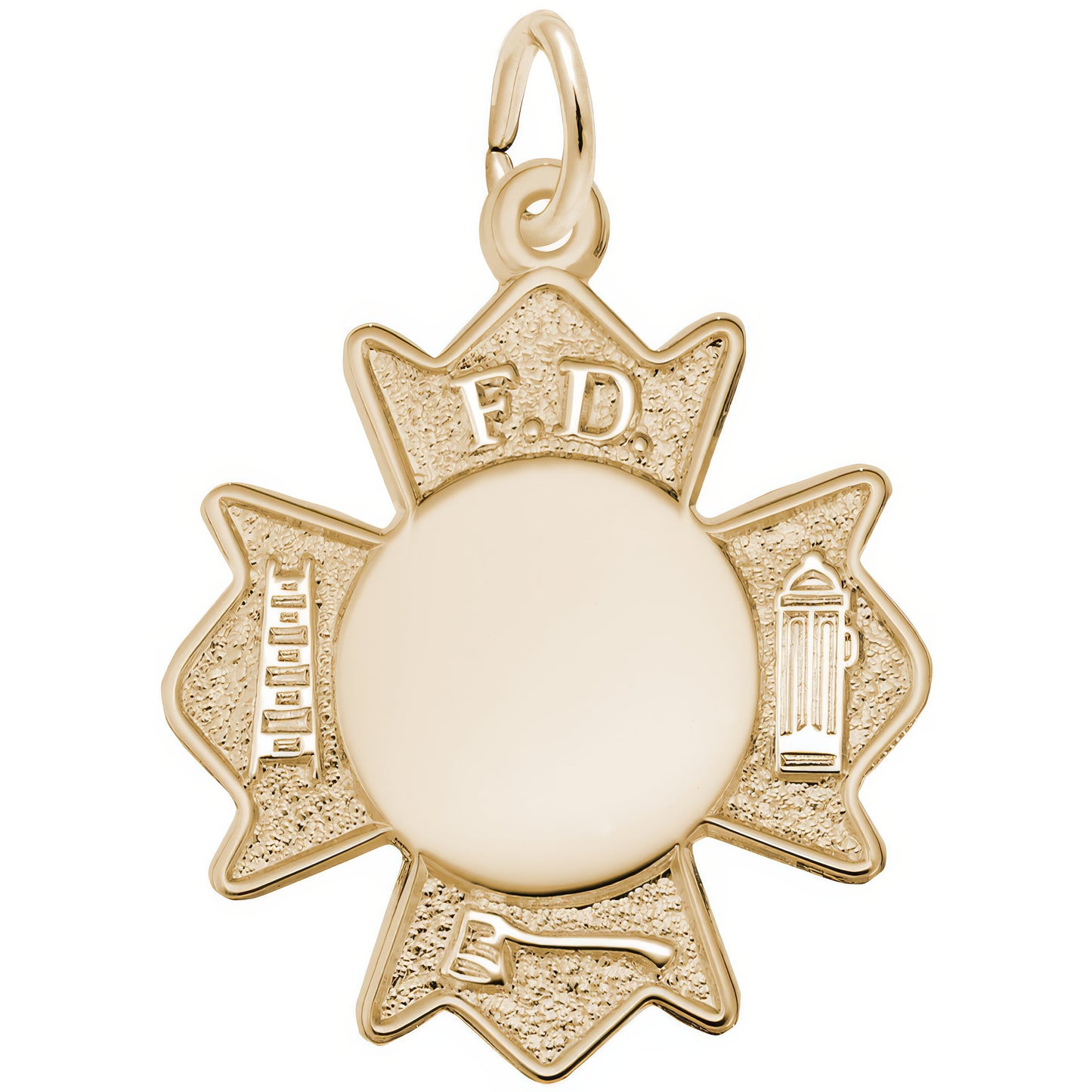 Fire Department Badge Charm - Metal - Sterling Silver