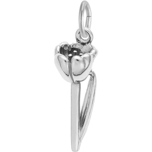Crocus Flower Charm - Metal - Sterling Silver