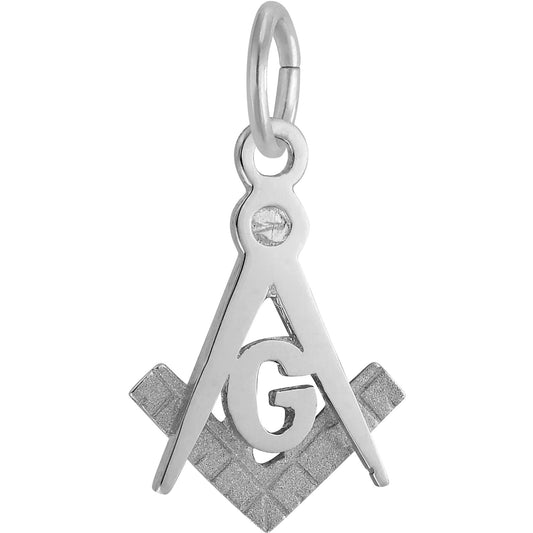 Square & Compass Charm, Sterling Silver