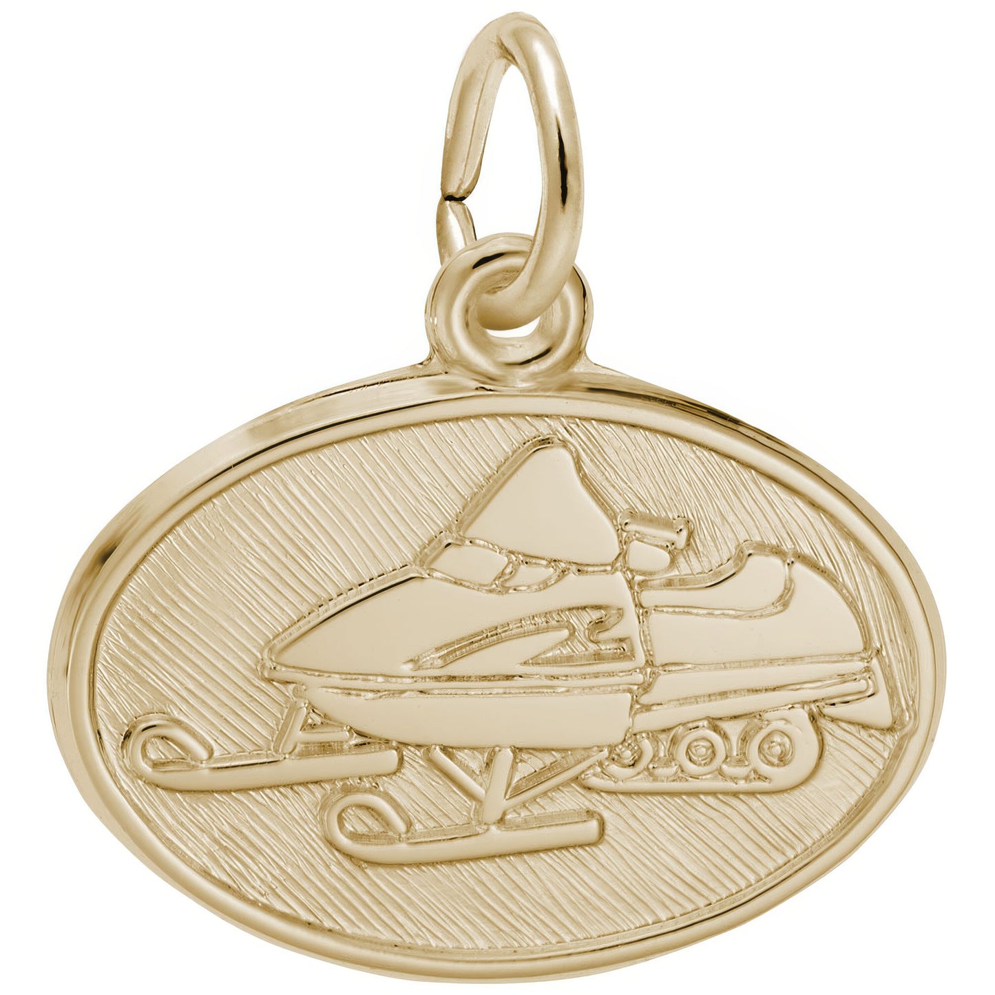 Snowmobile Oval Charm - Metal - Sterling Silver