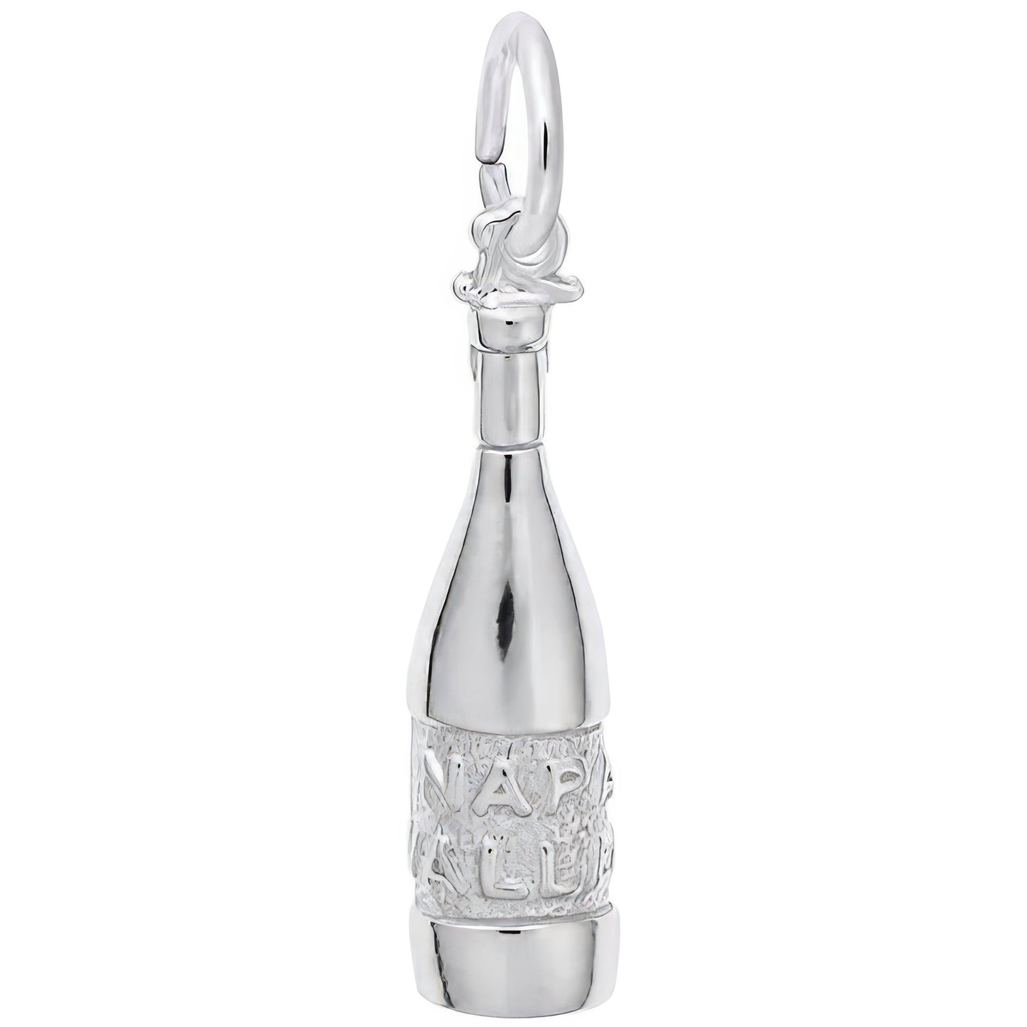 Sterling Silver Napa Valley Wine Bottle Charm - 23mm x 6mm
