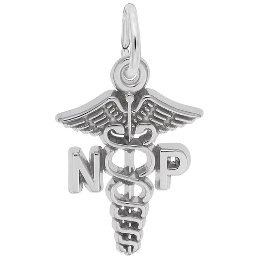 Sterling Silver Nurse Practitioner Charm - 16mm x 14mm