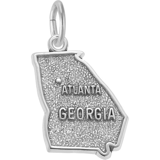 Atlanta Georgia Map Charm - Metal - Sterling Silver
