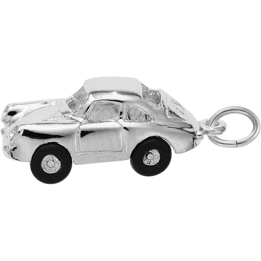 Small German Sports Car Charm - Metal - Sterling Silver