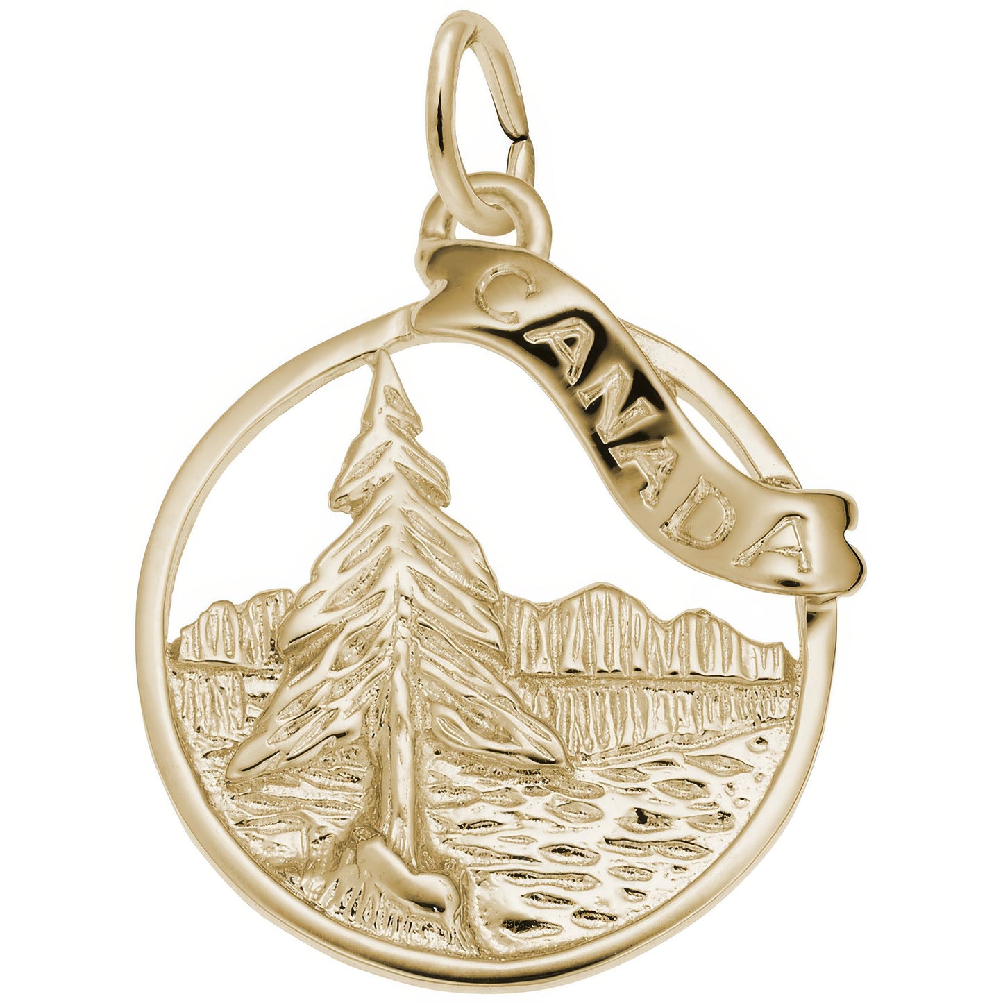 Canada Lake Scene Charm - Metal - Sterling Silver