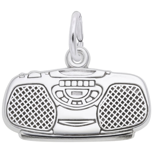 Boom Box Charm - Metal - Sterling Silver