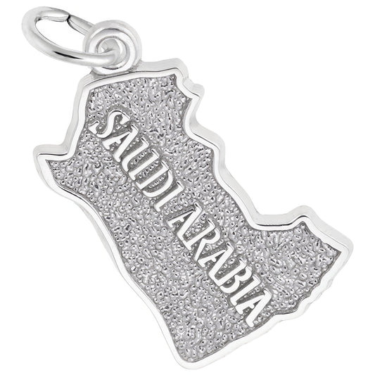 Saudi Arabia Map Charm - Metal - Sterling Silver