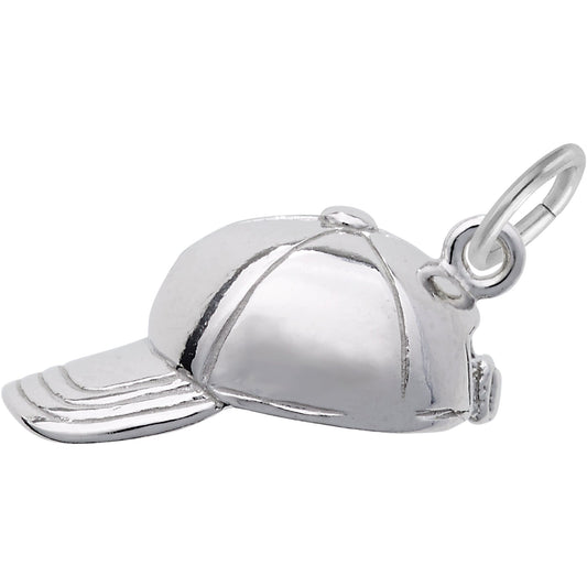 Baseball Hat Charm - Metal - Sterling Silver