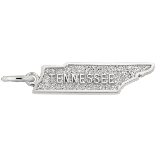 Tennessee Map Charm - Metal - Sterling Silver