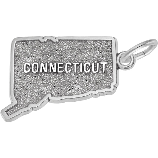 Connecticut Map Charm - Metal - Sterling Silver