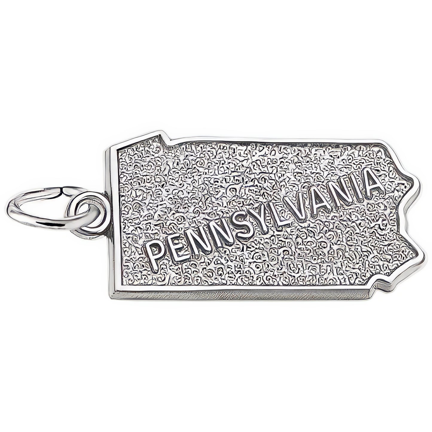 Pennsylvania Map Charm - Metal - Sterling Silver