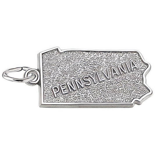 Pennsylvania Map Charm - Metal - Sterling Silver