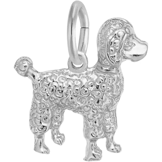 Small Poodle Dog Charm - Metal - Sterling Silver