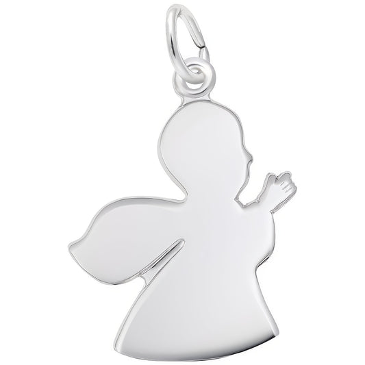 Large Guardian Angel Charm - Metal - Sterling Silver