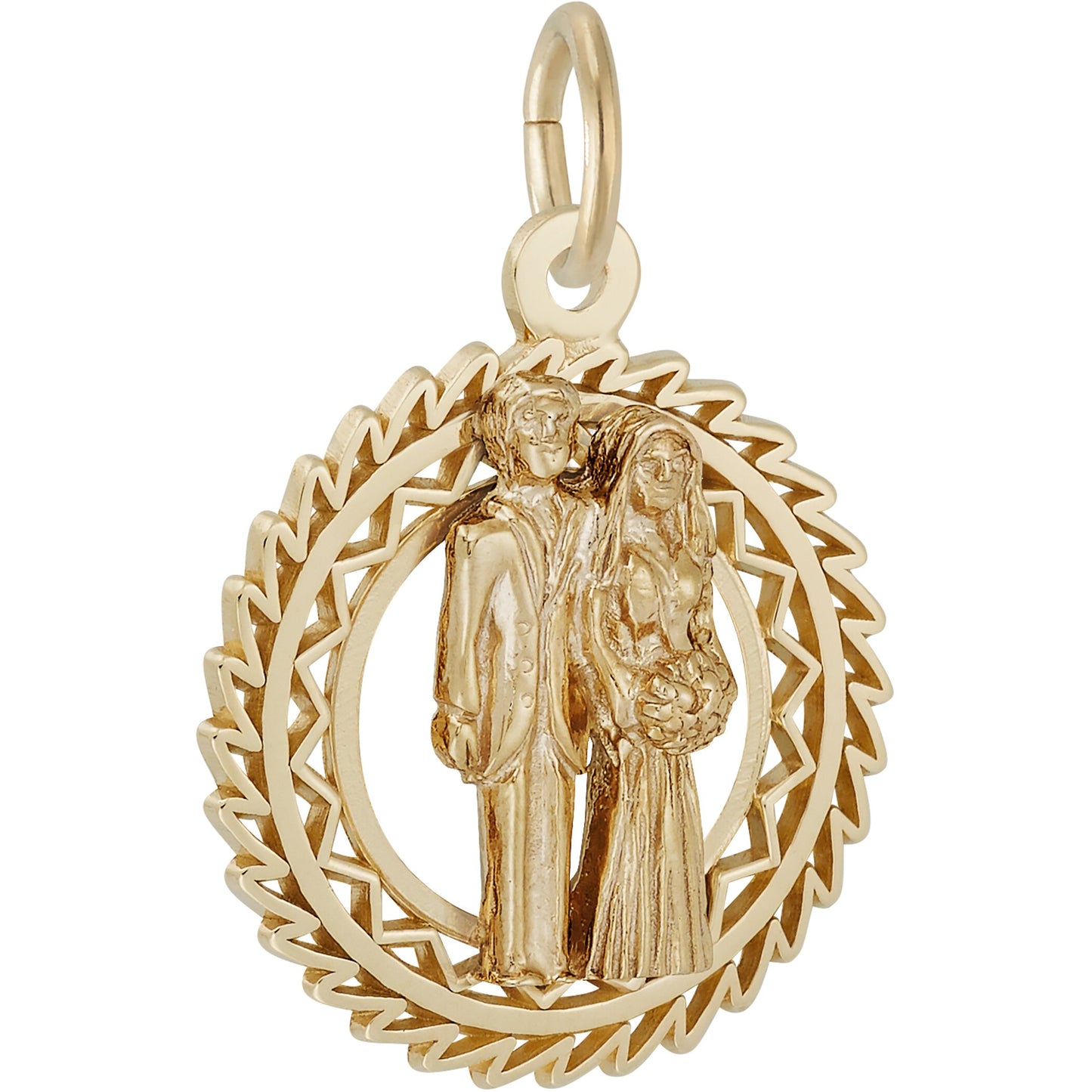 Bride & Groom Charm w/Cutout Design - Metal - Sterling Silver