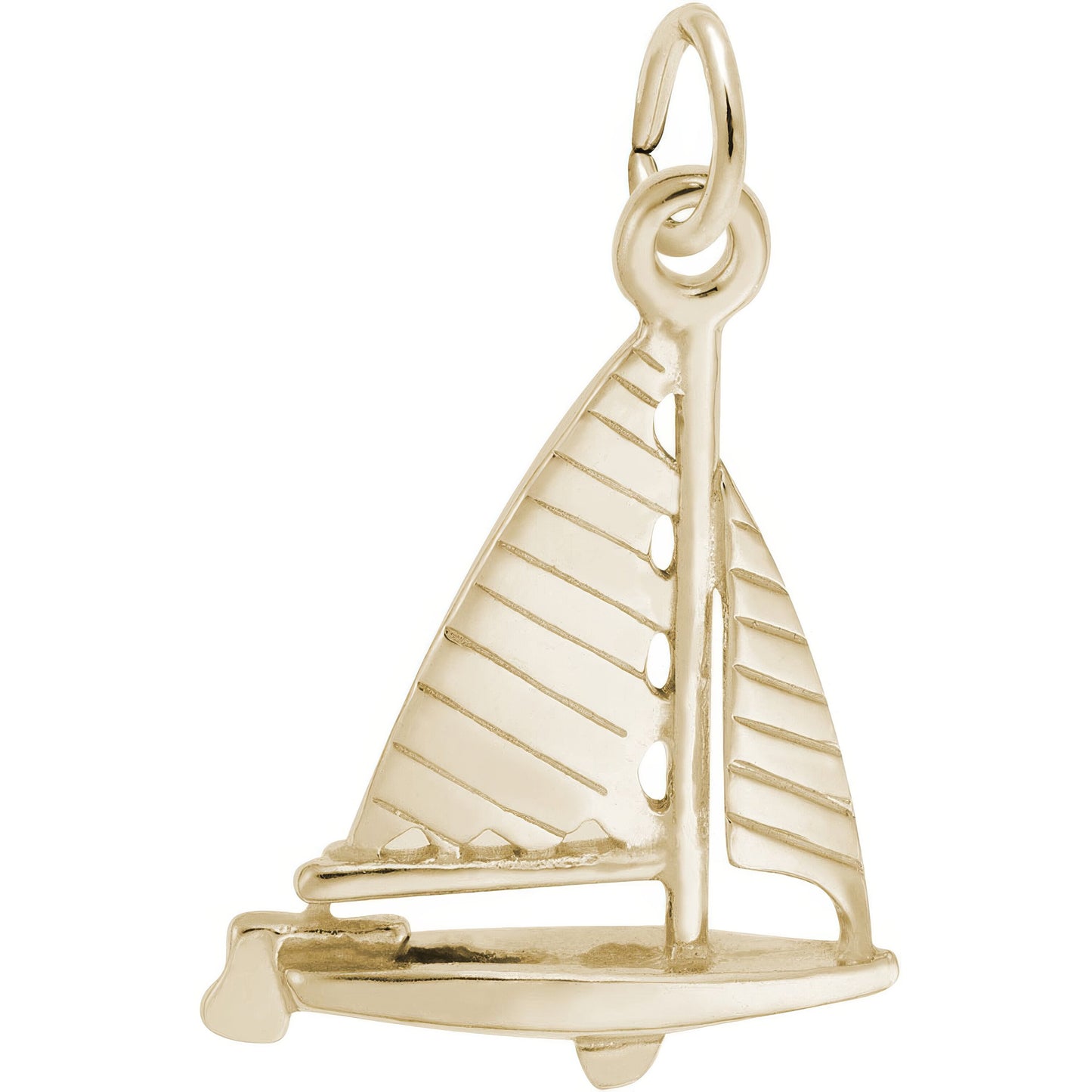 Striped Sloop Sailboat Charm - Metal - Sterling Silver