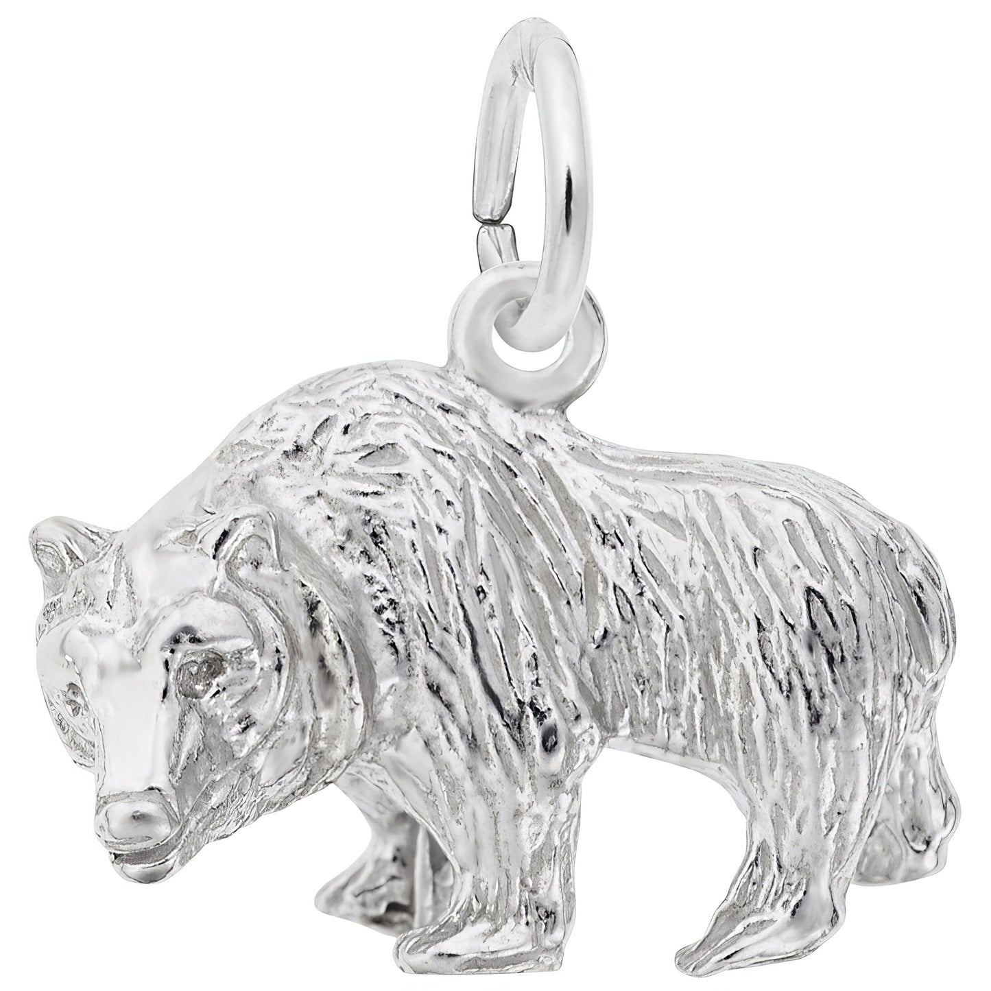 Sterling Silver Grizzly Bear Charm - 12mm x 17mm
