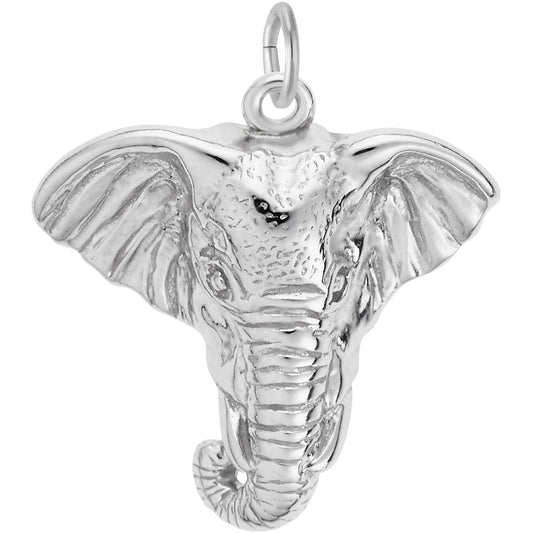 Elephant Head Charm - Metal - Sterling Silver