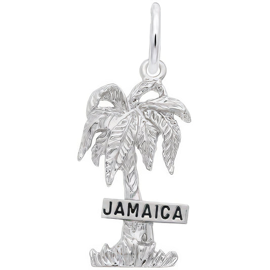 Jamaica Palm Tree Charm - Metal - Sterling Silver