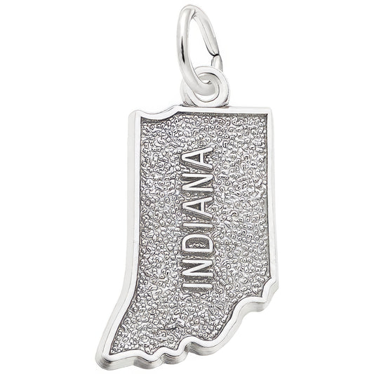 Indiana Map Charm - Metal - Sterling Silver