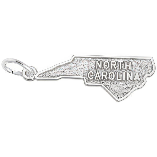 North Carolina Map Charm - Metal - Sterling Silver