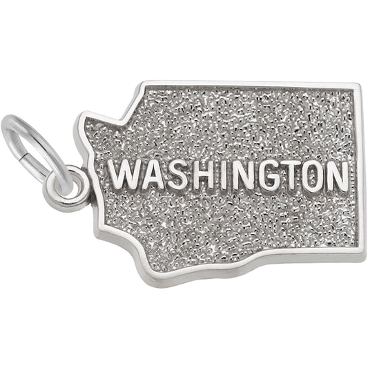 Washington Map Charm - Metal - Sterling Silver