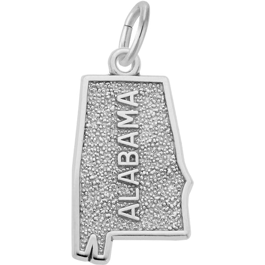 Alabama Map Charm - Metal - Sterling Silver