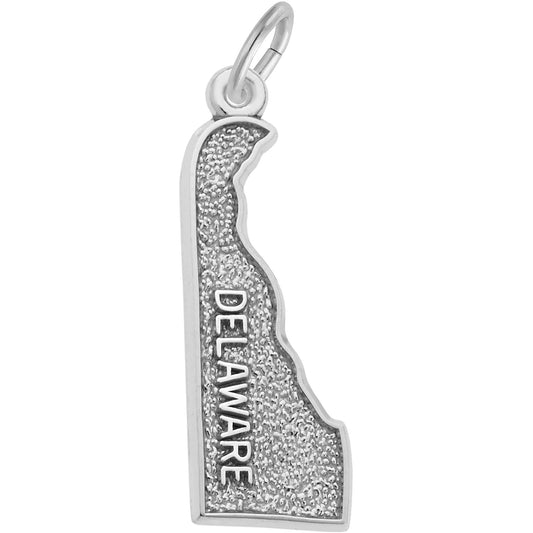 Delaware Map Charm - Metal - Sterling Silver