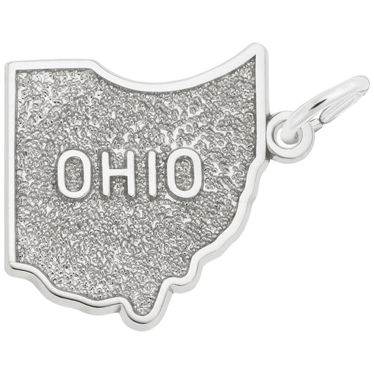 Ohio Map Charm - Metal - Sterling Silver