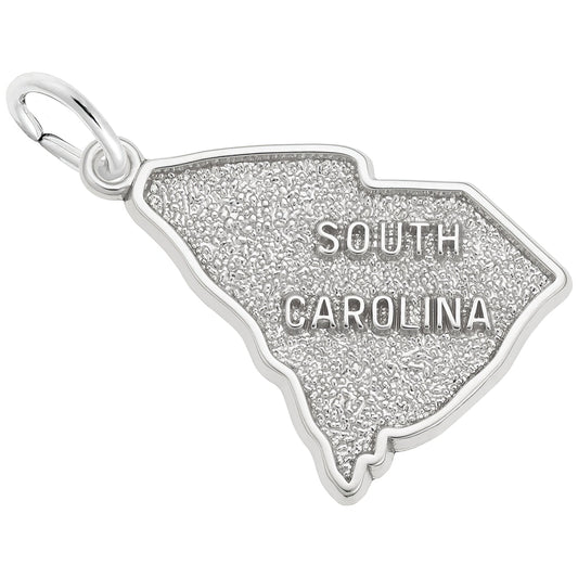 South Carolina Map Charm - Metal - Sterling Silver