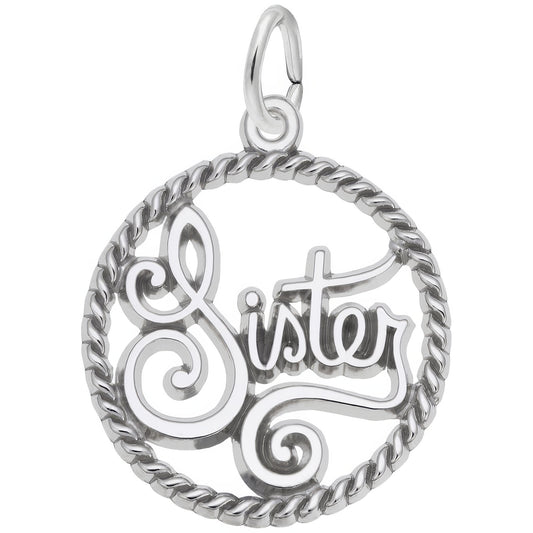 Sister Rope Circle Charm - Metal - Sterling Silver