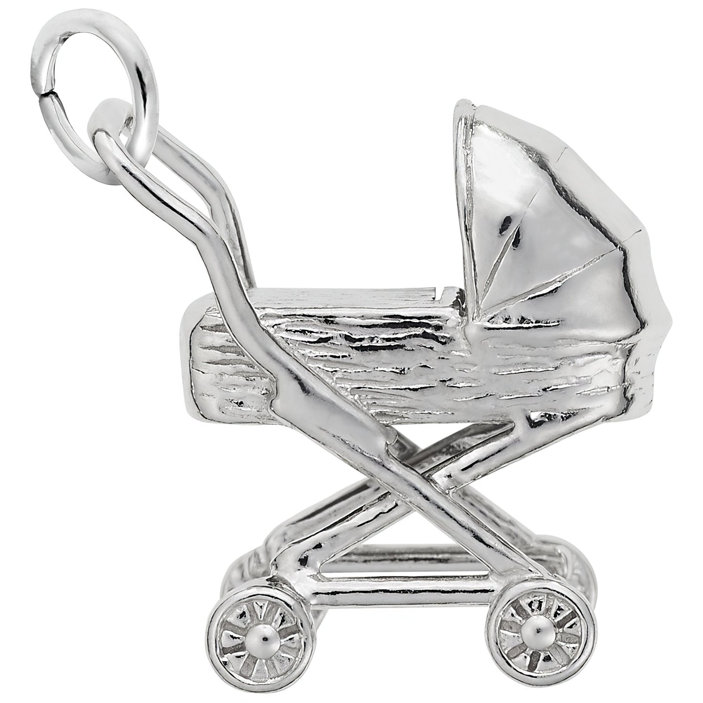 Traditional Baby Carriage Charm - Metal - Sterling Silver